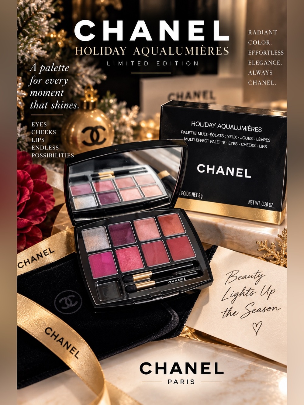 Chanel Holiday Aqualumières Multi-Effect Palette — Pink & Red Tones